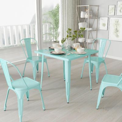 Merrick Lane Mint Green SQ Metal Table Image 1