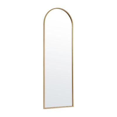 Merrick Lane Muriel 20"x30" Arched Floor Length Metal Framed Wall Mirror, Wall Mounted or Wall Leaning with Included Hanging Hardware in Gold Image 1