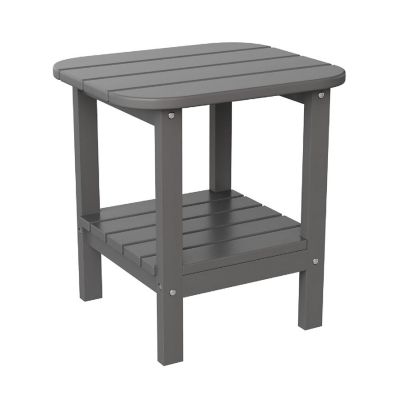 Merrick Lane Nassau 2-Tier Adirondack Side Table, All-Weather HDPE Indoor/Outdoor Accent Table, Gray Image 1