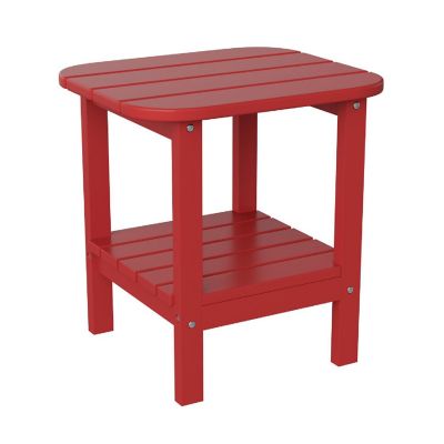 Merrick Lane Nassau 2-Tier Adirondack Side Table, All-Weather HDPE Indoor/Outdoor Accent Table, Red Image 1