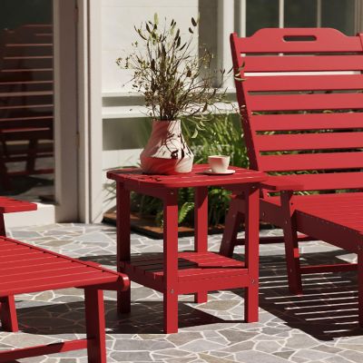 Merrick Lane Nassau 2-Tier Adirondack Side Table, All-Weather HDPE Indoor/Outdoor Accent Table, Red Image 1