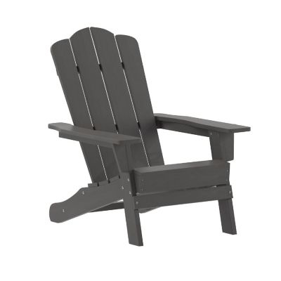 Merrick Lane Nassau Adirondack Chairs with Cup Holders, Weather Resistant Poly Resin Adirondack Chairs, Set of 4, Gray Image 1