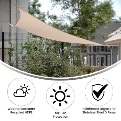 Merrick Lane Pindo Triangle Sun Sail Canopy with Nylon Ropes, Recycled ...