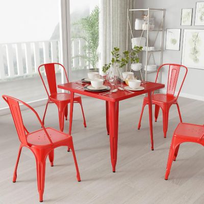 Merrick Lane Red SQ Metal Table Image 1
