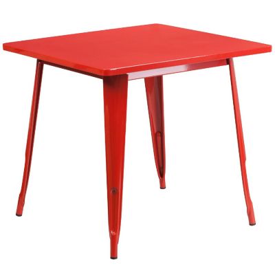 Merrick Lane Red SQ Metal Table Image 1