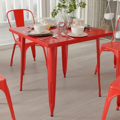Merrick Lane Red SQ Metal Table Image 2