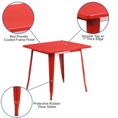 Merrick Lane Red SQ Metal Table Image 3