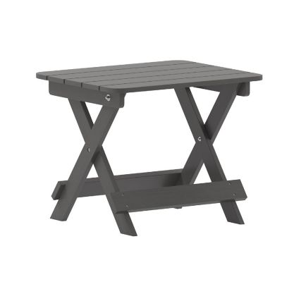 Merrick Lane Ridley Outdoor Folding Side Table, Portable All-Weather HDPE Adirondack Side Table, Gray Image 1