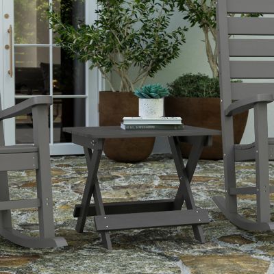 Merrick Lane Ridley Outdoor Folding Side Table, Portable All-Weather HDPE Adirondack Side Table, Gray Image 1