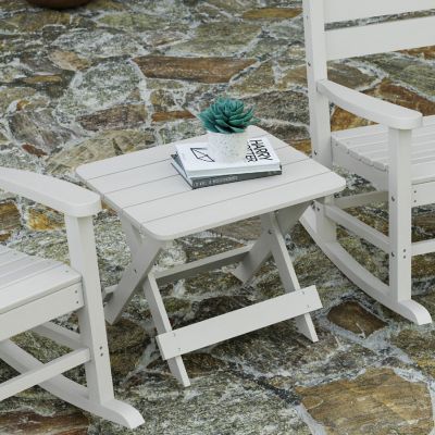 Merrick Lane Ridley Outdoor Folding Side Table, Portable All-Weather HDPE Adirondack Side Table, White Image 2
