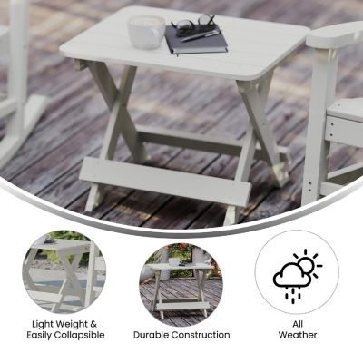 Merrick Lane Ridley Outdoor Folding Side Table, Portable All-Weather HDPE Adirondack Side Table, White Image 3