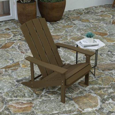 Merrick Lane Riviera Adirondack Patio Chairs - Mahogany - Vertical Back - Wide Arms - Slanted Seat - Weather Resistant - Set Of Two Image 2