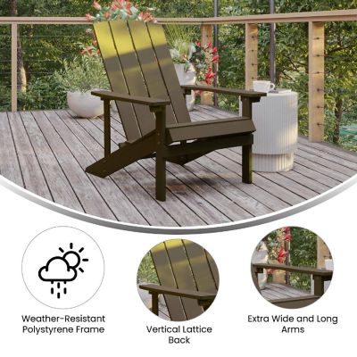 Merrick Lane Riviera Adirondack Patio Chairs - Mahogany - Vertical Back - Wide Arms - Slanted Seat - Weather Resistant - Set Of Two Image 3