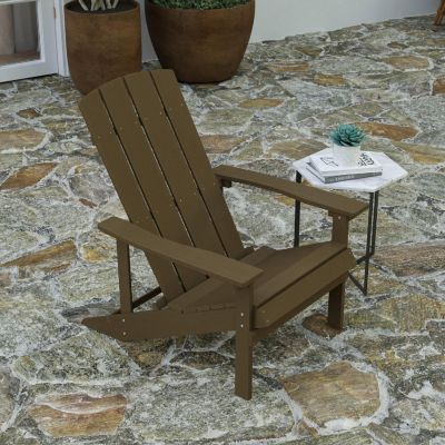 Merrick Lane Riviera Adirondack Patio Chairs - Mahogany Weather Resistant Vertical Back & Wide Arms - Slanted Seat Image 2