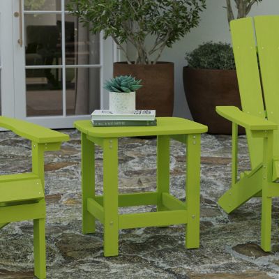 Merrick Lane Riviera Poly Resin Adirondack Style Side Table - Lime Green - Indoor/Outdoor - All-Weather Image 1