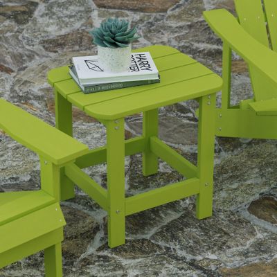 Merrick Lane Riviera Poly Resin Adirondack Style Side Table - Lime Green - Indoor/Outdoor - All-Weather Image 2