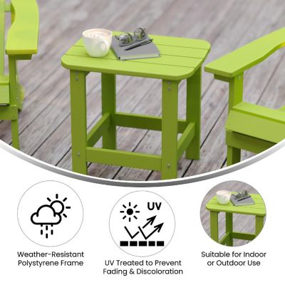 Merrick Lane Riviera Poly Resin Adirondack Style Side Table - Lime Green - Indoor/Outdoor - All-Weather Image 3