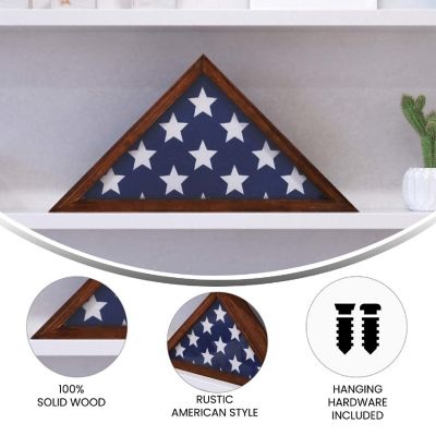Merrick Lane Sabore Military Memorial Flag Display Case - Mahogany Solid Wood - Fits Standard 9.5 x 5 American Veteran Flag Image 3