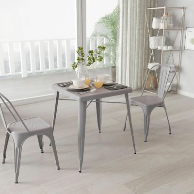 Merrick Lane Silver SQ Metal Table Image 1