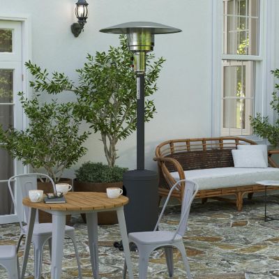 Merrick Lane Tarin Outdoor Patio Heater - Slate Gray Finished Stainless Steel - 7.5 Feet Tall - 40,000 BTU Image 1