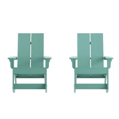 Merrick Lane Wellington Adirondack Rocking Chair - Set of 2 - Sea Foam Polyresin - All-Weather - UV Treated - For Indoor and Outdoor Use Image 1