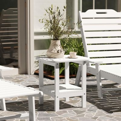 Merrick Lane White 2 Tier Patio Side Table Image 1
