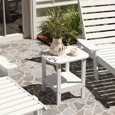 Merrick Lane White 2 Tier Patio Side Table Image 2