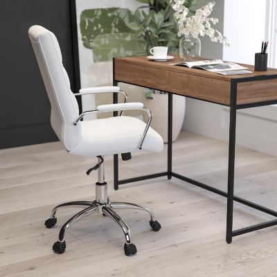 Merrick Lane White Leather Office Chair Image 2