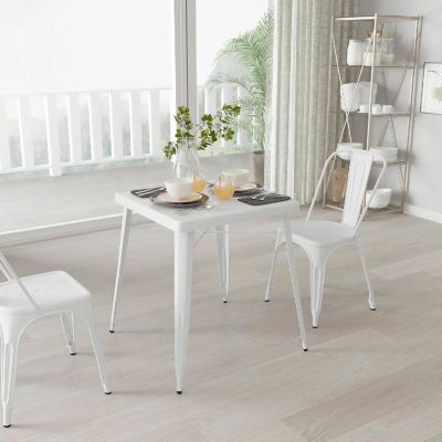 Merrick Lane White SQ Metal Table Image 1