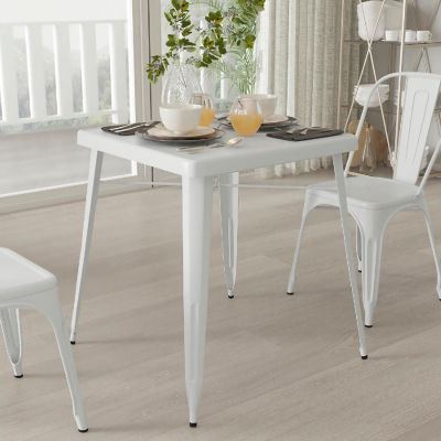 Merrick Lane White SQ Metal Table Image 2