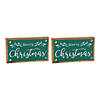 Merry Christmas Sign (Set Of 2) 7"L X 4"H Mdf/FauProper Leather Image 1