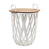Metal And Wood Side Basket Table (Set Of 2) 18"H, 23"H Iron/Mdf Image 1