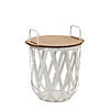 Metal And Wood Side Basket Table (Set Of 2) 18"H, 23"H Iron/Mdf Image 2