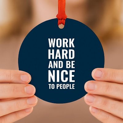 Metal Christmas Ornament Work Hard Image 1