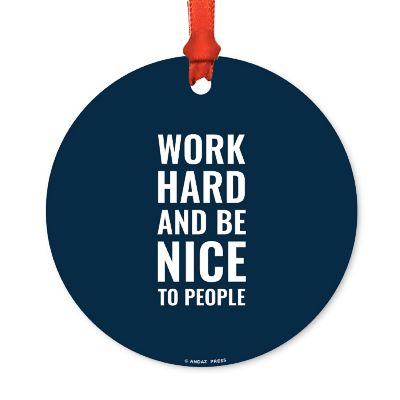 Metal Christmas Ornament Work Hard Image 2