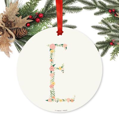 Metal Coral Peach Letter E Ornament Image 1