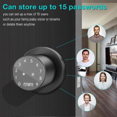 Metal Electronic Door Lock Black Image 2