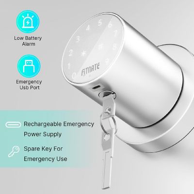 Metal Electronic Door Lock Silver Image 2
