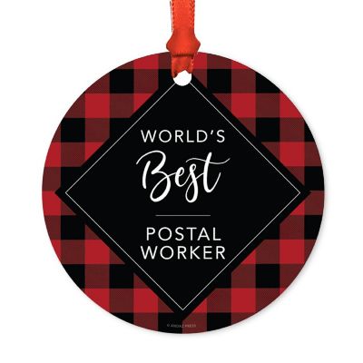 Metal Orn. World's Best Postal Worker Image 1