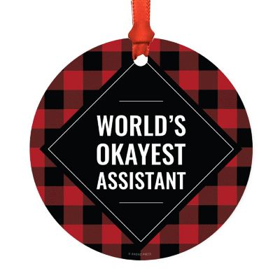 Metal Ornament Assistant Red Black Plaid Image 1