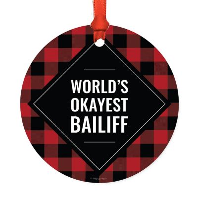 Metal Ornament Bailiff Red Black Plaid Image 2