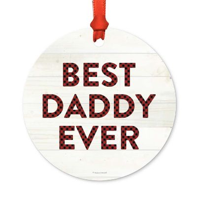 Metal Ornament Best Daddy Ever Red Plaid Image 1