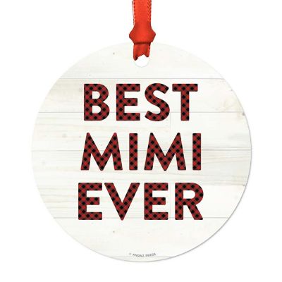 Metal Ornament Best Mimi Ever Red Plaid Image 1