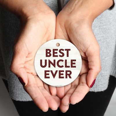 Metal Ornament Best Uncle Ever Red Plaid Image 1
