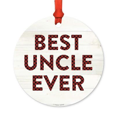 Metal Ornament Best Uncle Ever Red Plaid Image 1