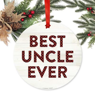 Metal Ornament Best Uncle Ever Red Plaid Image 2