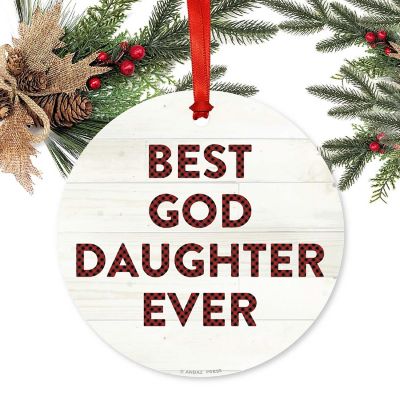 Metal Ornament Bst Goddaughter Red Plaid Image 1