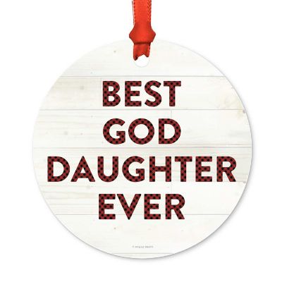 Metal Ornament Bst Goddaughter Red Plaid Image 2