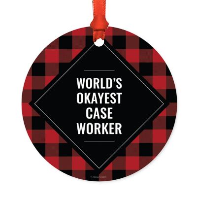 Metal Ornament Case Worker Black Plaid Image 1