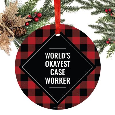 Metal Ornament Case Worker Black Plaid Image 1